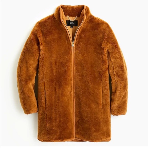 J.Crew Teddy Faux Fur Coat Tan Brown Size S NWT - Picture 9 of 9